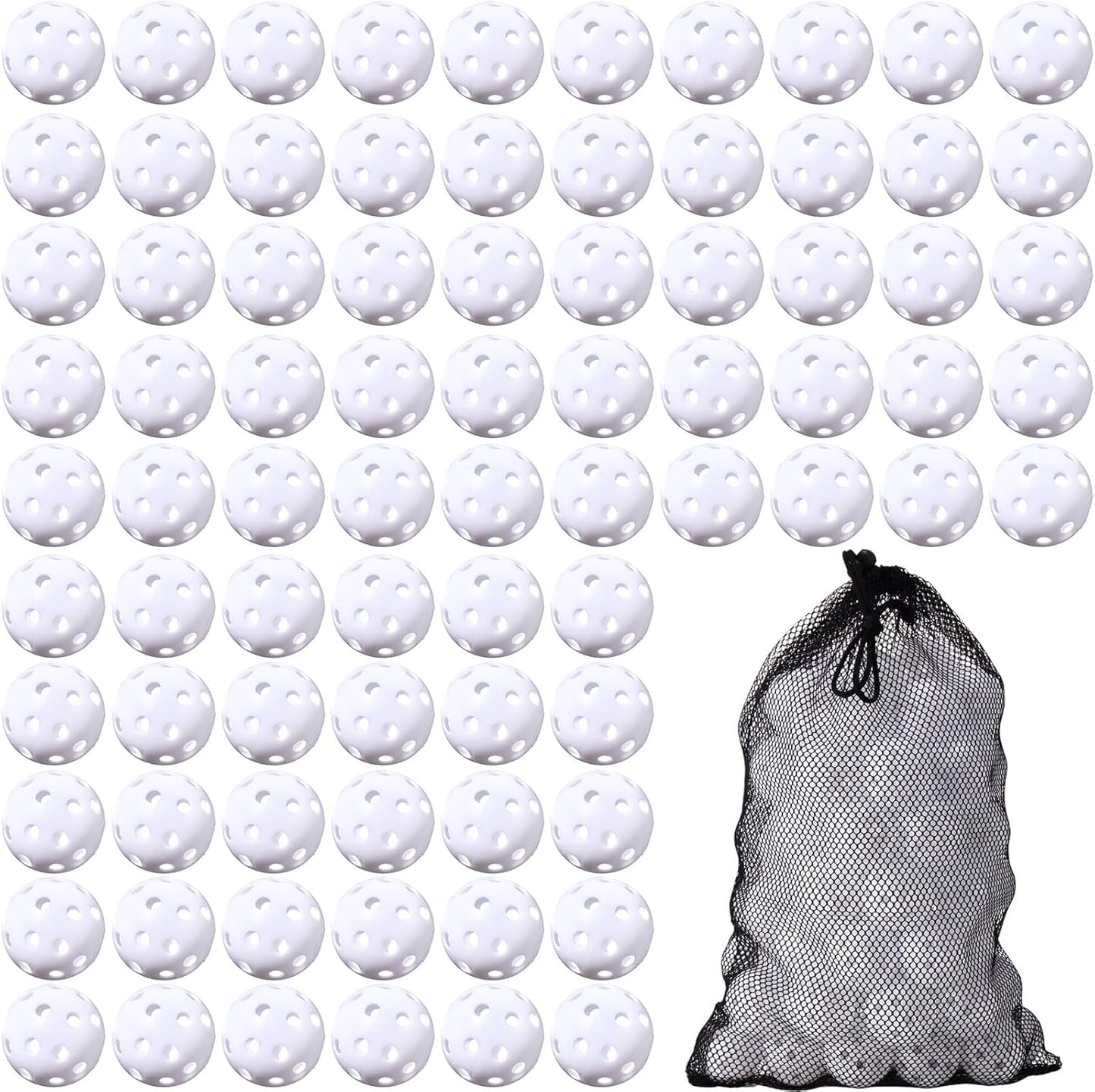 80 Pack Practice Golf Balls Limited Flight 42 mm Golf Training Airflow Hollow Plastic Ball for Women Men Indoor Outdoor Driving Range Swing Practice Home