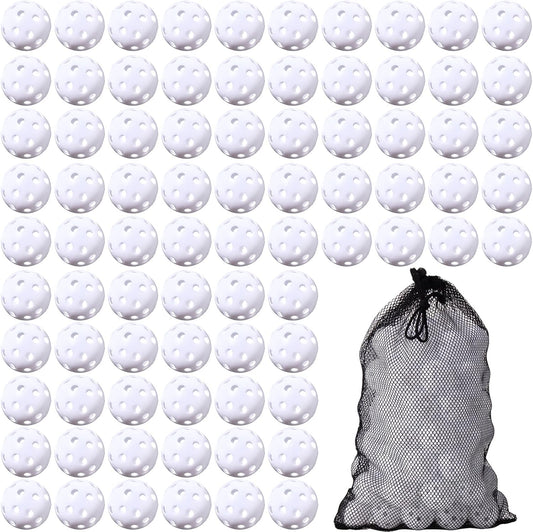 80 Pack Practice Golf Balls Limited Flight 42 mm Golf Training Airflow Hollow Plastic Ball for Women Men Indoor Outdoor Driving Range Swing Practice Home