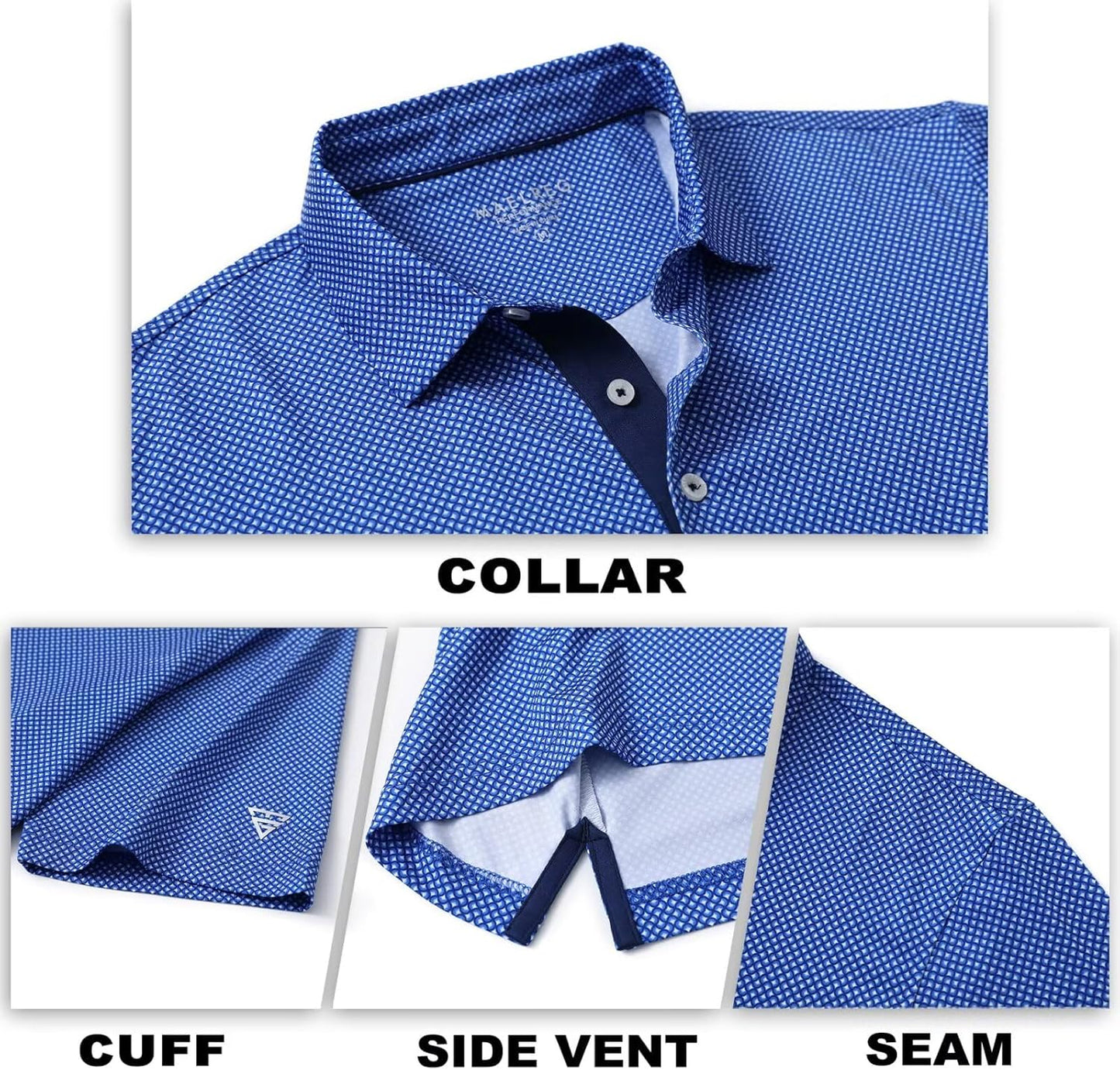 M MAELREG Mens Golf Shirt Short Sleeve Dry Fit Print Moisture Wicking Performance Patterns Collared Polo Shirt