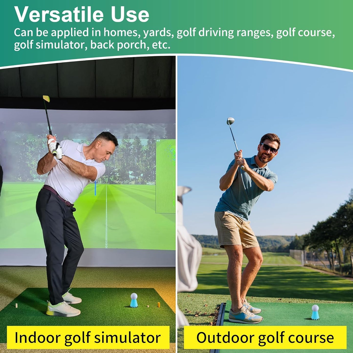 8 Pack ‌Simulator Golf Tees, TPU Unbreakable Material, Height from 1/4" to 2", Suitable for Indoor, Outdoor, Winter, Golf Mats, Turf and Driving Range