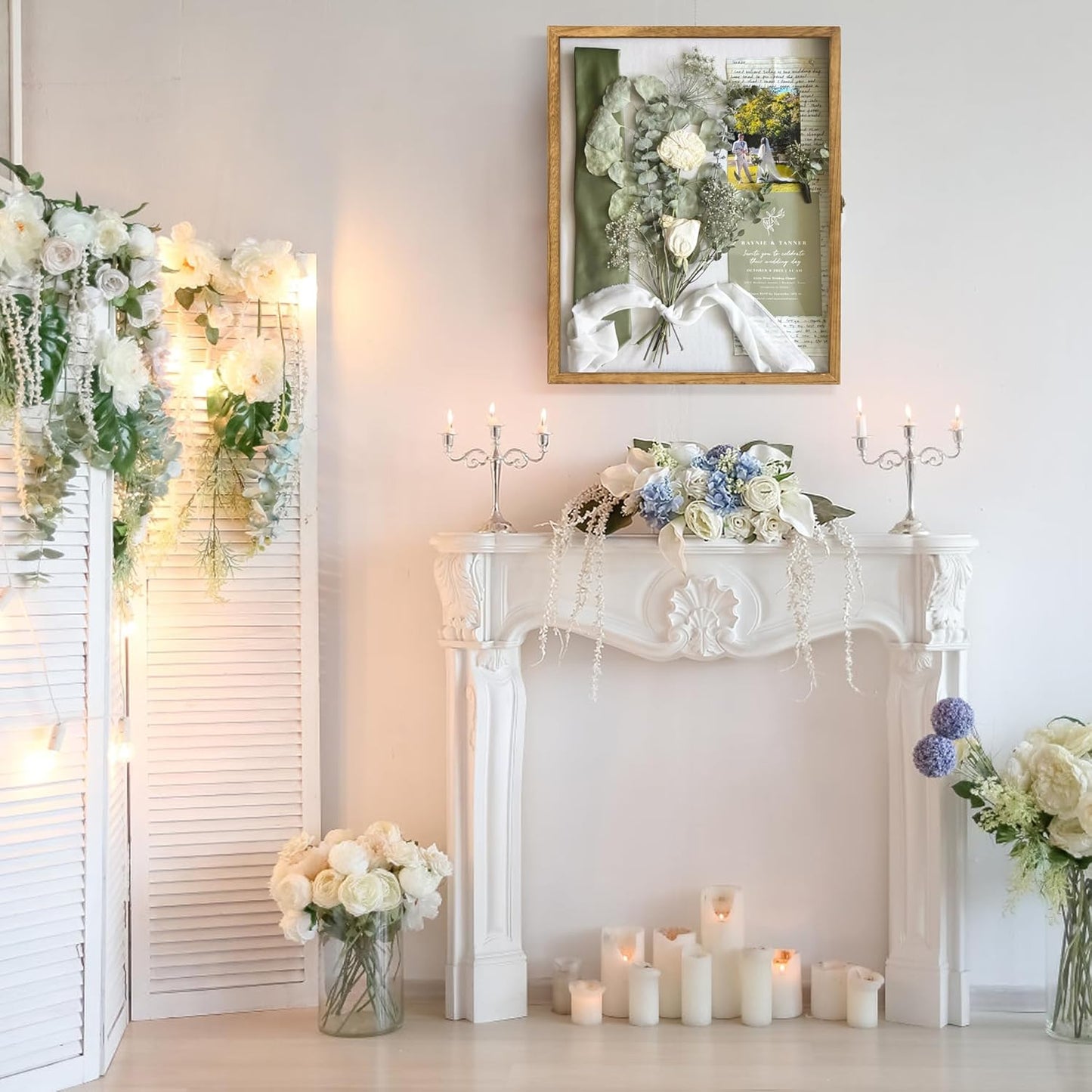 GraduatePro Shadow Box Frame 16x20 Display Case with Linen Back, Real Glass Window Door with Hinge, Picture Frame Wedding Bouquet Memorabilia Medals Photos Memory Box for Keepsakes, Carbonized Brown