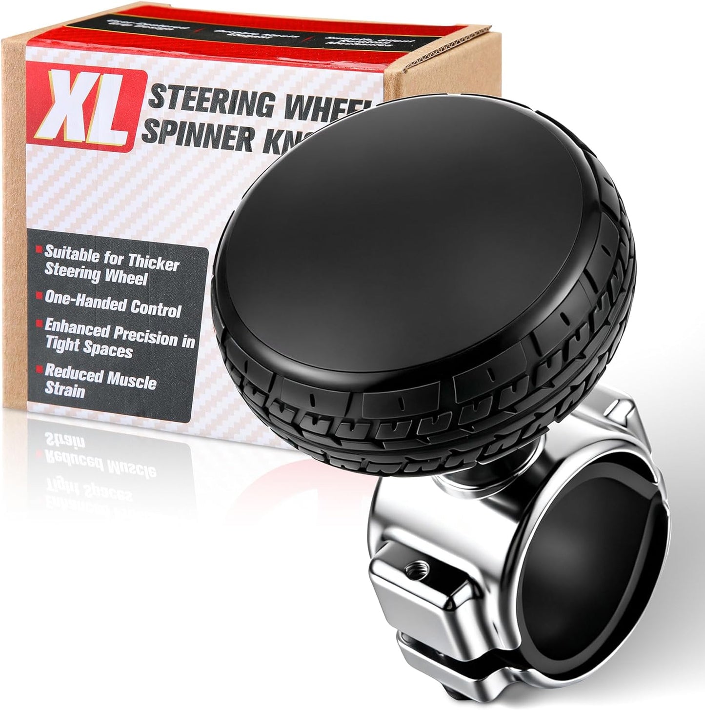 1 Pack Large Steering Wheel Knob Spinners, Vehicle Steering Wheel Spinner Ball Durable Suicide Knob for Car, SUV, Trucks, Tractors, Boat etc (Black)