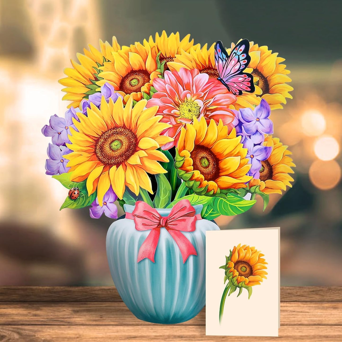 Airpark Pop Up Flower Card, 3D Greeting Card – Sunflower Bouquet – For Friend or Family – Cheer Up, Get Well, Birthday Surprise