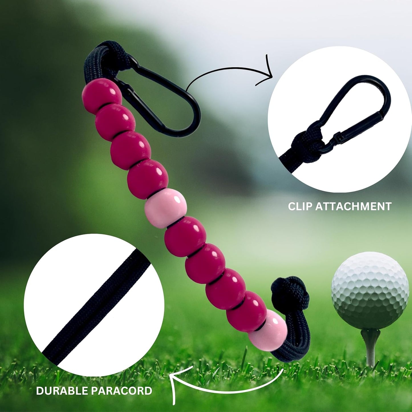 LAMIBEE Pack 3pcs, Golf Beads Count Stroke Score Counter, Durable 550 lbs Paracord String with 10 Beads, Easy Scorekeeping, Hand-Braided with Clip