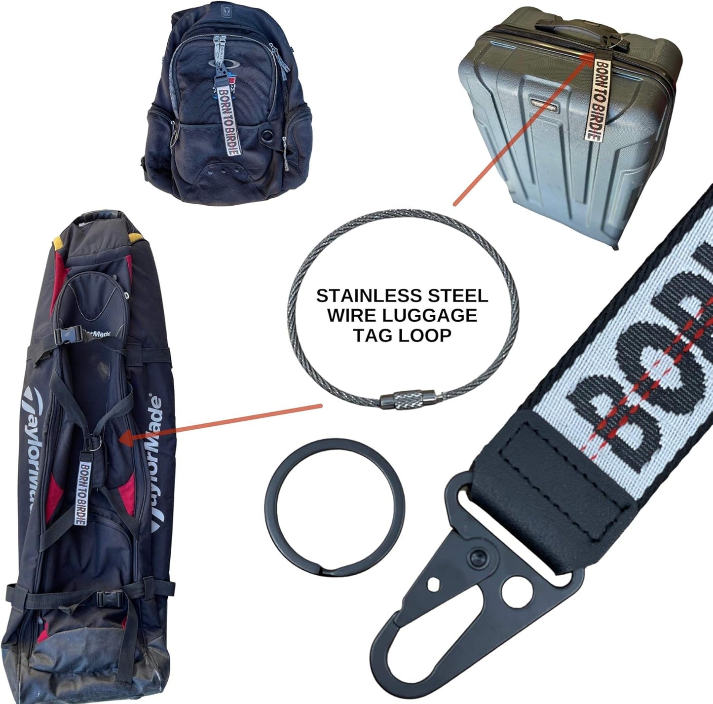 Golf Keys Lanyard & Suitcase Travel Bag Tags Identifier, Great Gifts for Golfer
