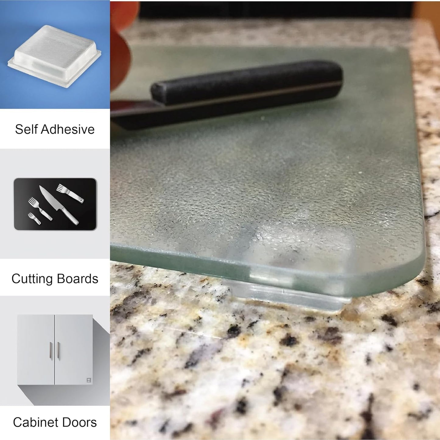 Clear Rubber Bumpers Large - Rubber Feet for Cutting Boards - Glass Table Top Bumpers, Picture Frame Spacers, Self Adhesive Furniture Pads - 1 Inch Square Self Stick Pads - 20 PCs