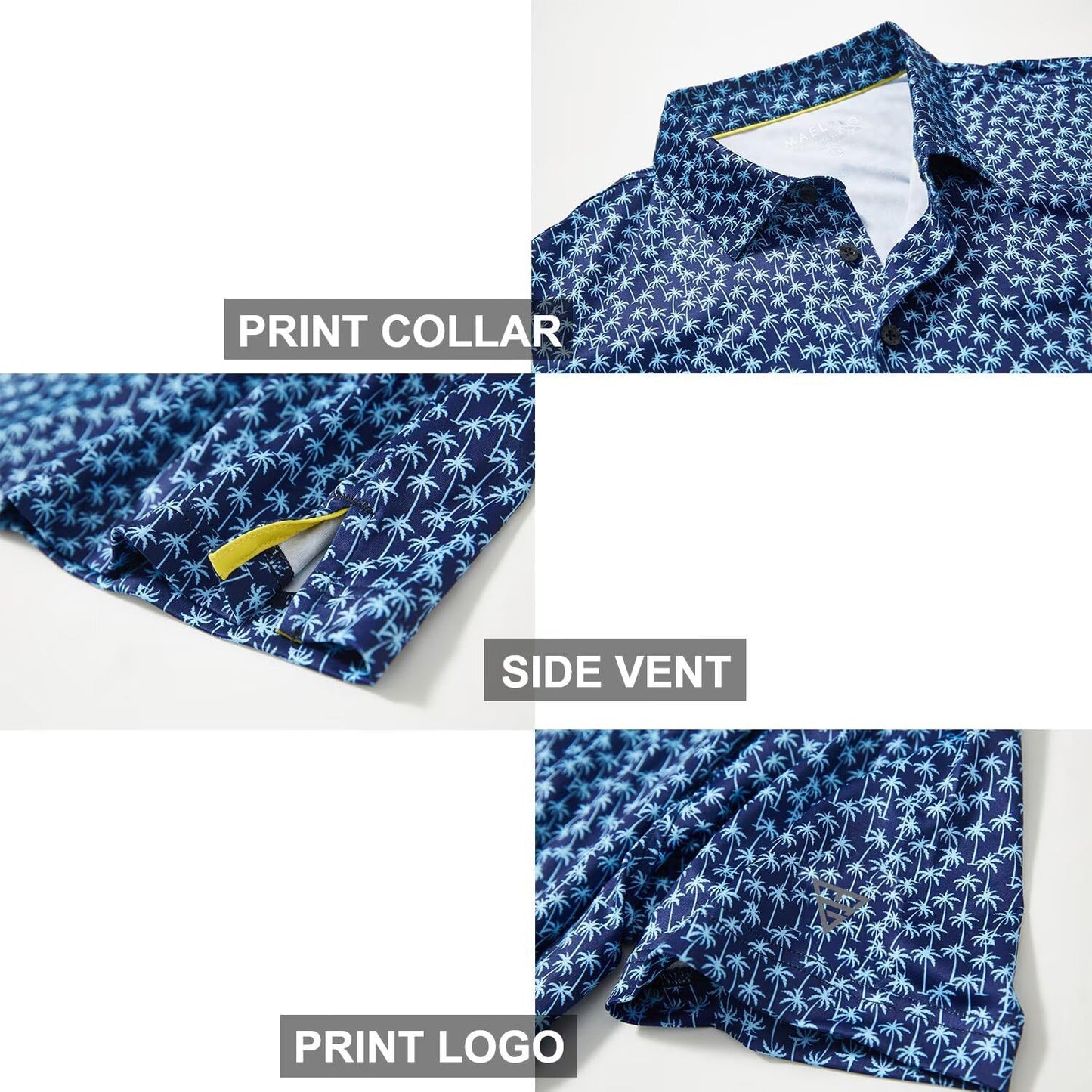 Golf Shirts for Men Dry Fit Short Sleeve Print Performance Moisture Wicking Polo Shirt