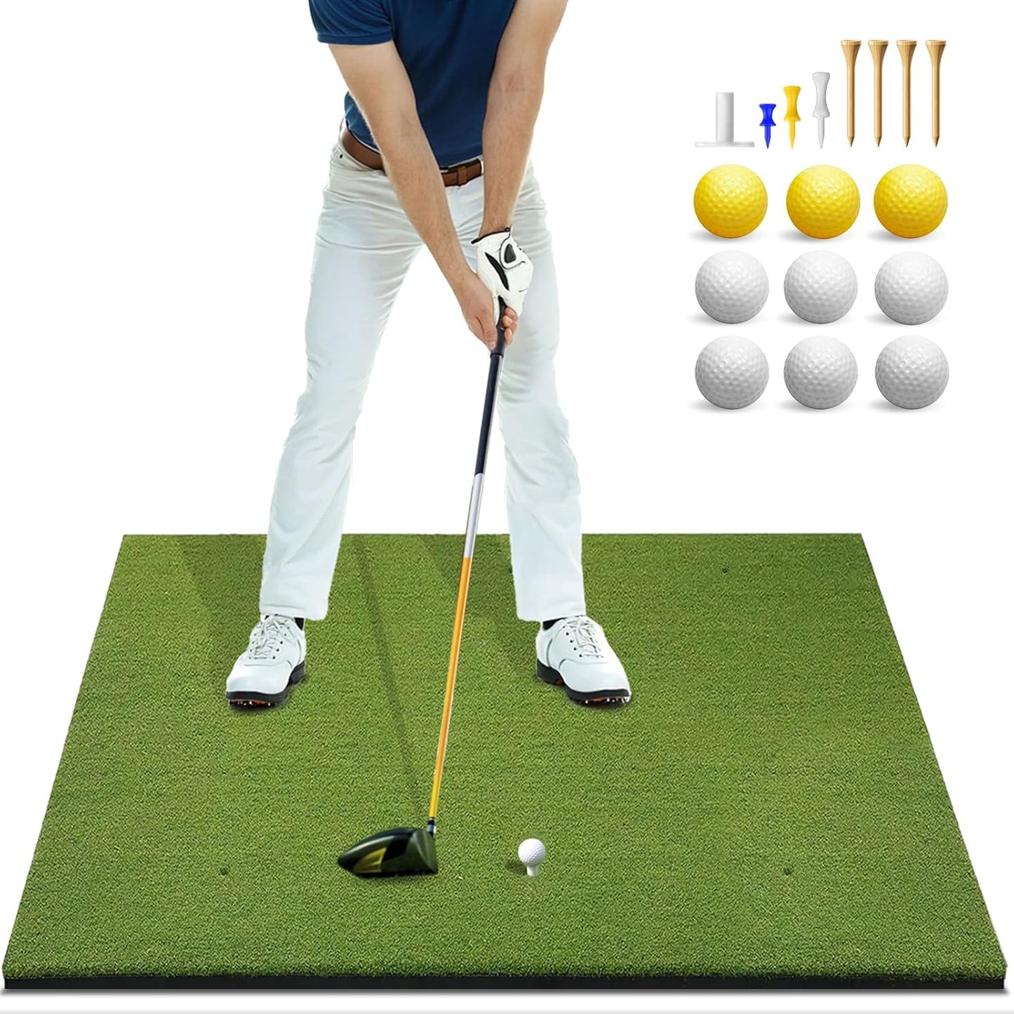 Bltend Golf Mat: 5x4ft & 5x5ft Heavy-Duty Golf Hitting Mats Practice Outdoor/Indoor, Elite Dense Artificial Turf Matt Training Aid for Backyard/Garage/Driving Range/Simulators
