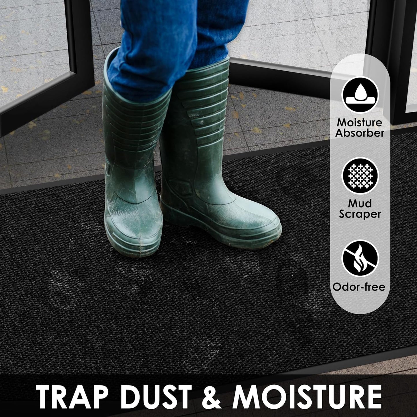 3′ x 39′ Front Door Mat Indoor Outdoor Entrance, Commercial Floor Mat Heavy Duty Dirt Trapper Entryway Doormat, Custom Size Non Slip Rubber Backing Welcome mat, Door Mat for High Traffic Area