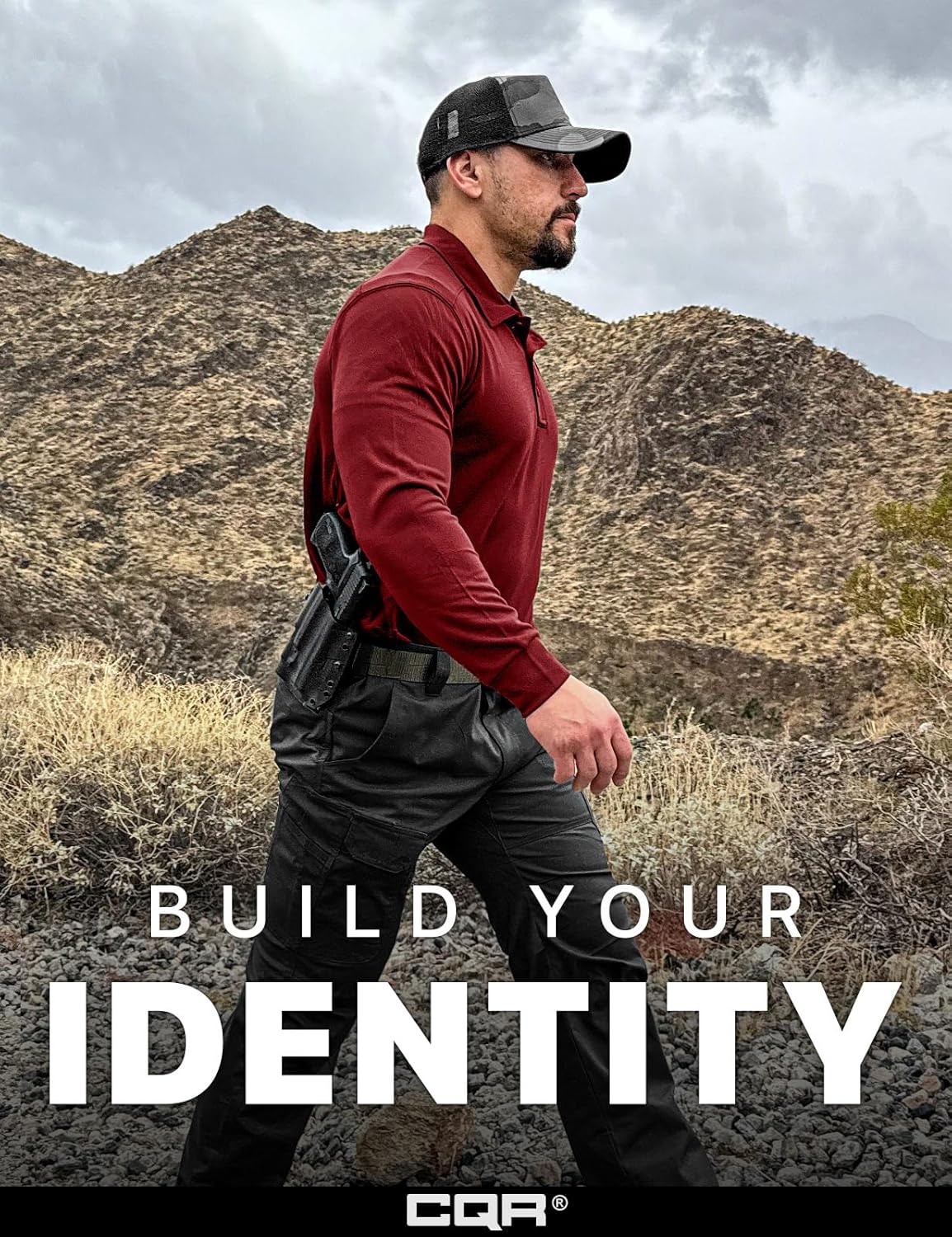 CQR Men's Polo Shirt, Long Sleeve Tactical Shirts, Outdoor UPF 50+ Pique Shirt, Dry Fit Lightweight Golf Shirts