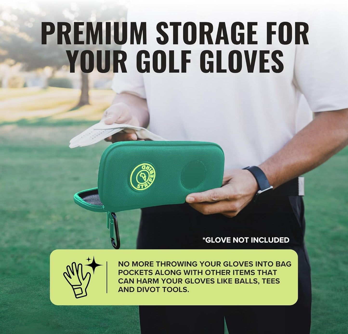 Stripebird - Original Performance Golf Glove Holder - Protect and Keep Gloves Dry - Moisture Free Storage Organizer Case