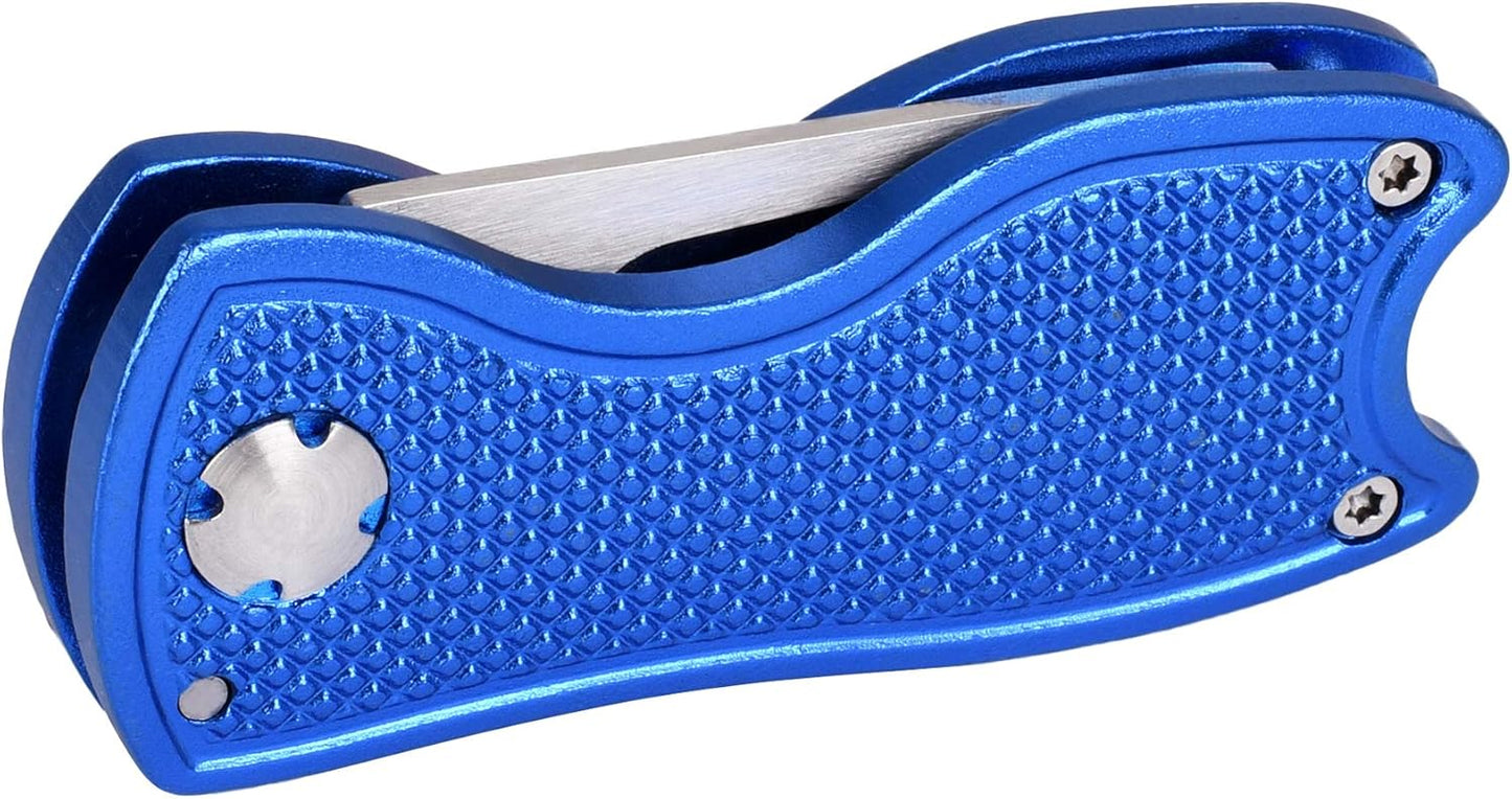Mile High Life Golf Divot Repair Tool, All Metal Foldable Divot Tool with Pop-up Button & Magnetic Ball Marker, 2-6 Pack
