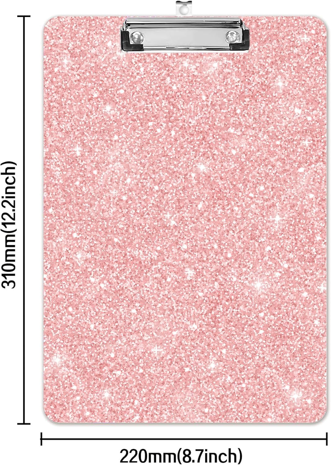 Fashion A4 Clipboard, Standard Letter Size 9" x 12.5", Decorative Wooden Clipboard with Low Profile Metal Clip for Office, School, Teachers, and Students, Rose Gold