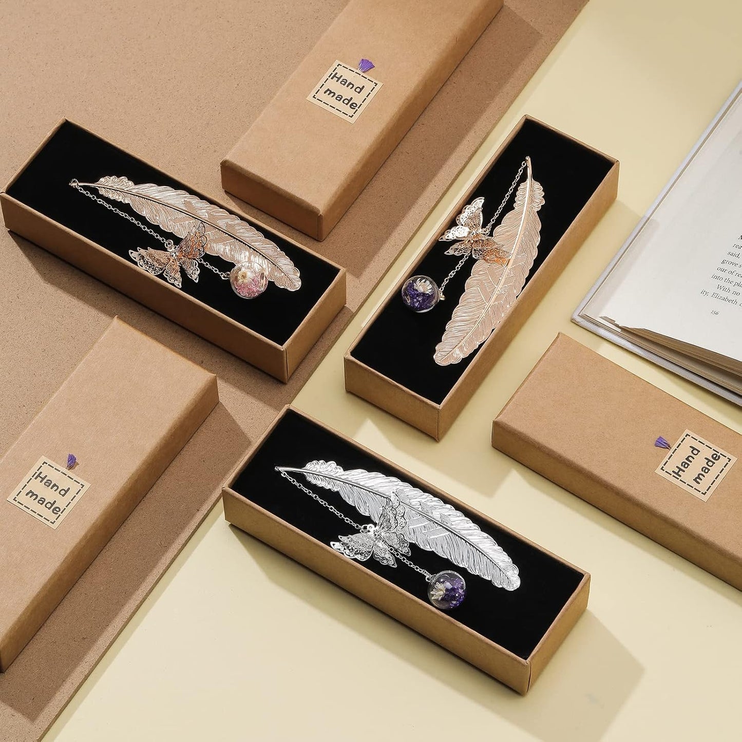 Metal Butterfly Feather Bookmark Birthday Gifts Teachers Christmas Gifts for Women Christmas Stocking Stuffers Valentine's Day Teacher Gifts Bookmarks for Women Girls Readers Book Lovers