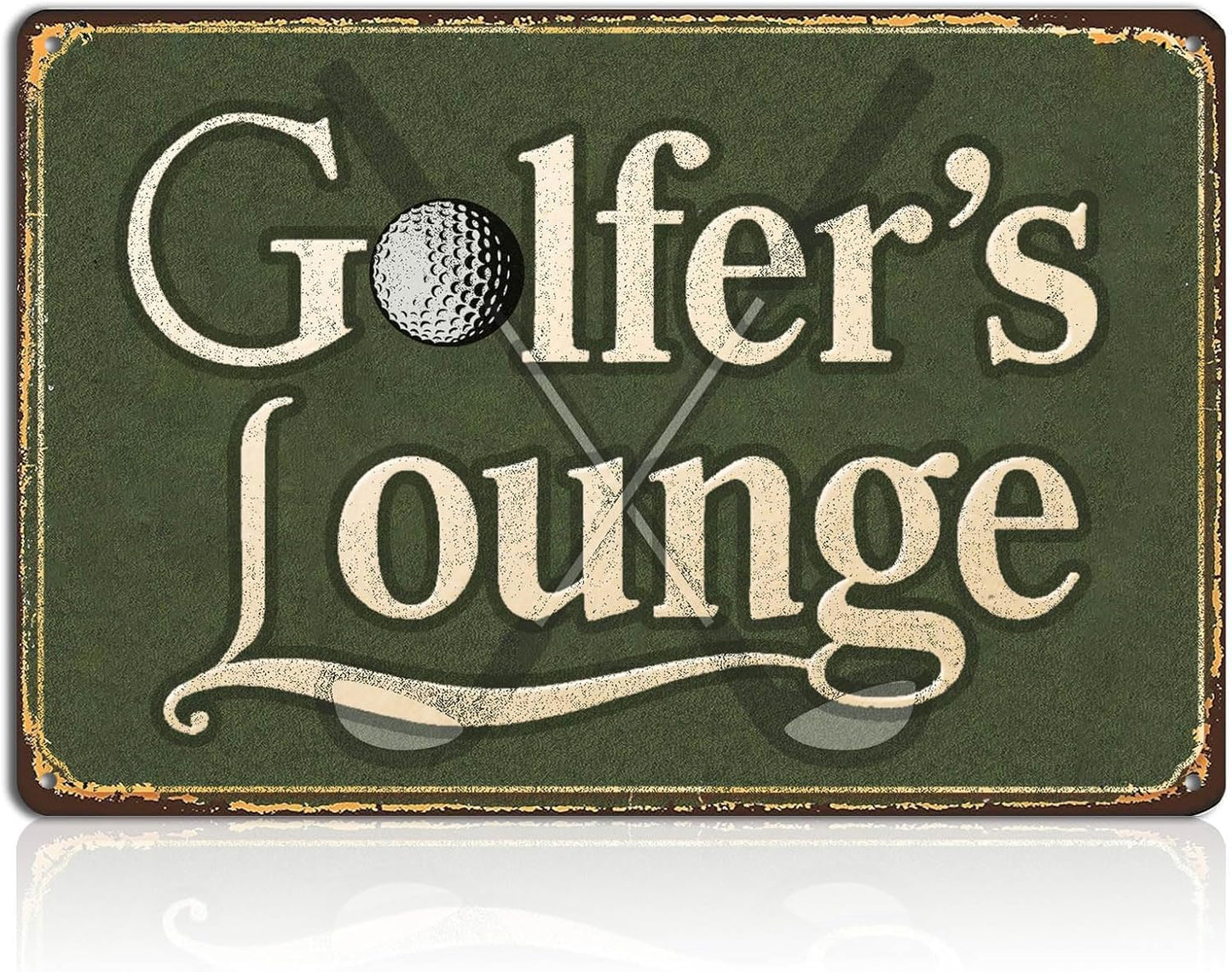 Golfer’s Lounge Tin Sign – Golf Wall Decor for Nursery, Office, Bathroom or Home – Vintage Golf Room Decoration Metal Sign for Bar, Man Cave, or Golf Zone – Golf Signs Gift Idea 8x12 Inch
