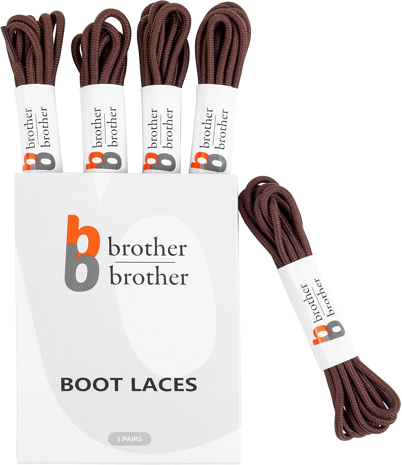 BB BROTHER BROTHER Boot Laces (5 Pairs) of Heavy Duty and Durable Round Shoelaces for Work, Hiking and Walking Boots