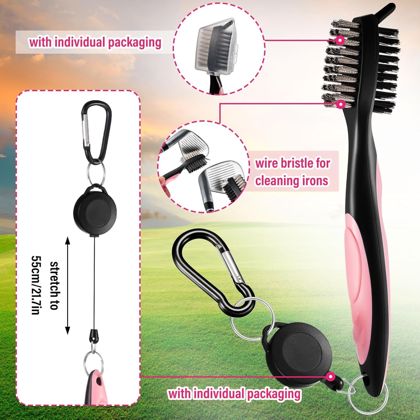 Liliful 12 Pcs Golf Accessories Kit, Include Golf Ball Bag with Hook Towel Tees Magnetic Ball Marker Divot Tool Cleaner Brush for Women Man Gifts