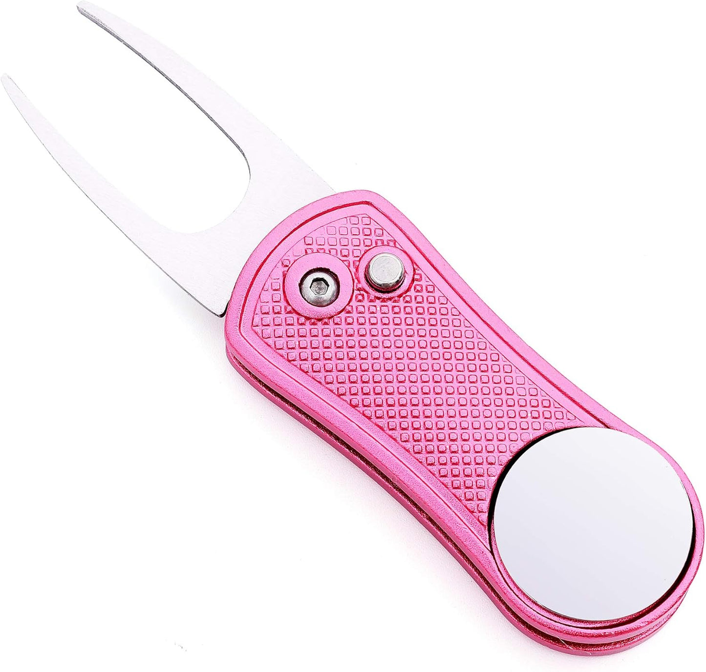 Mile High Life Golf Divot Repair Tool, All Metal Foldable Divot Tool with Pop-up Button & Magnetic Ball Marker