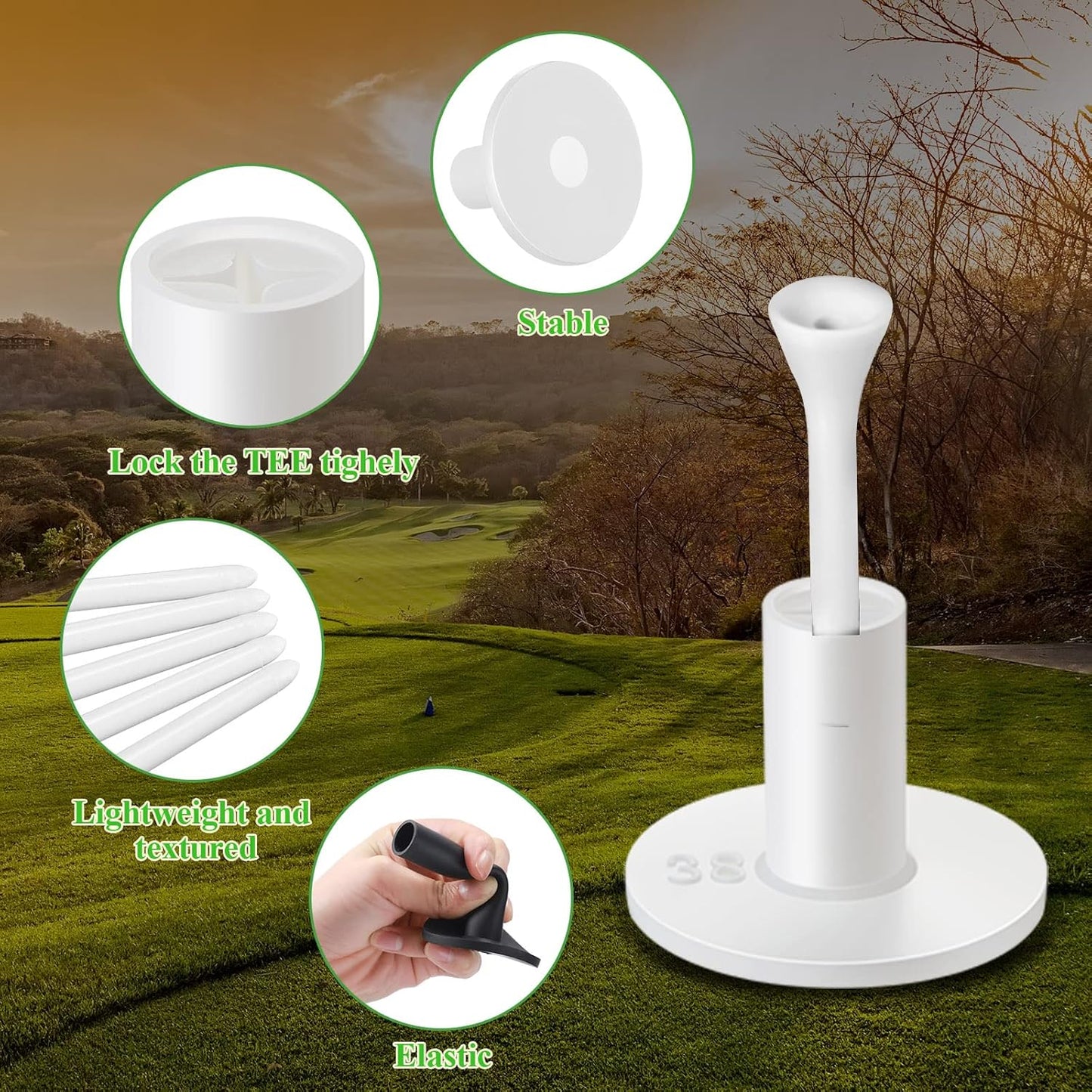 Sosation 23 Pieces Rubber Golf Tees Set Tees Holders for Driving Range Mats Value Rubber Ball Seat for Golf Hitting Mats and Indoor Outdoor Training Mixed Size 1.5 2.3 2.7 3.1 3.5 Inch