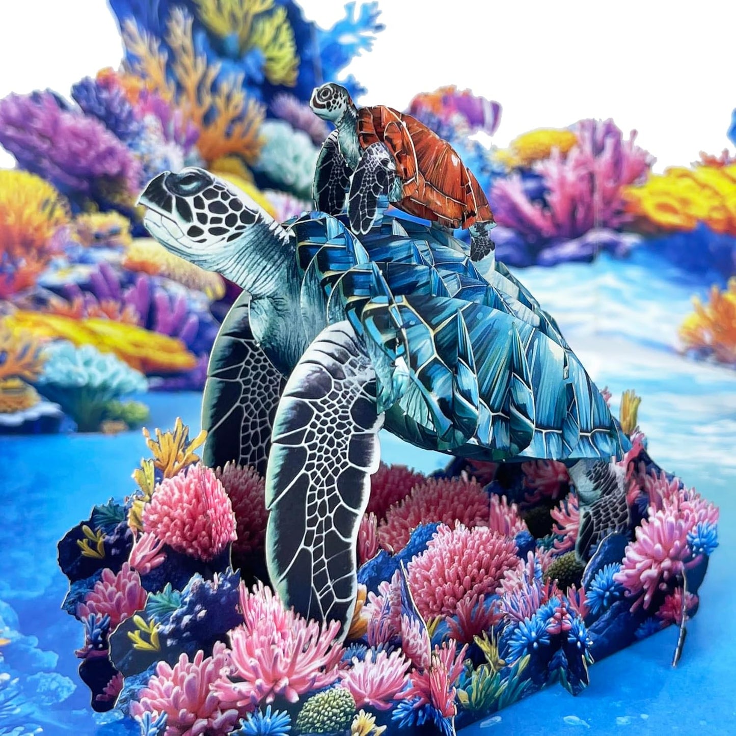 3D Sea Turtle Popup Card - Handmade Ocean-Themed Paper Art for Birthday, Anniversary, Christmas, Father’s Day - Unique Greeting Card Gift for Him, Her, Dad, Son, Husband, Wife, Turtle Lover
