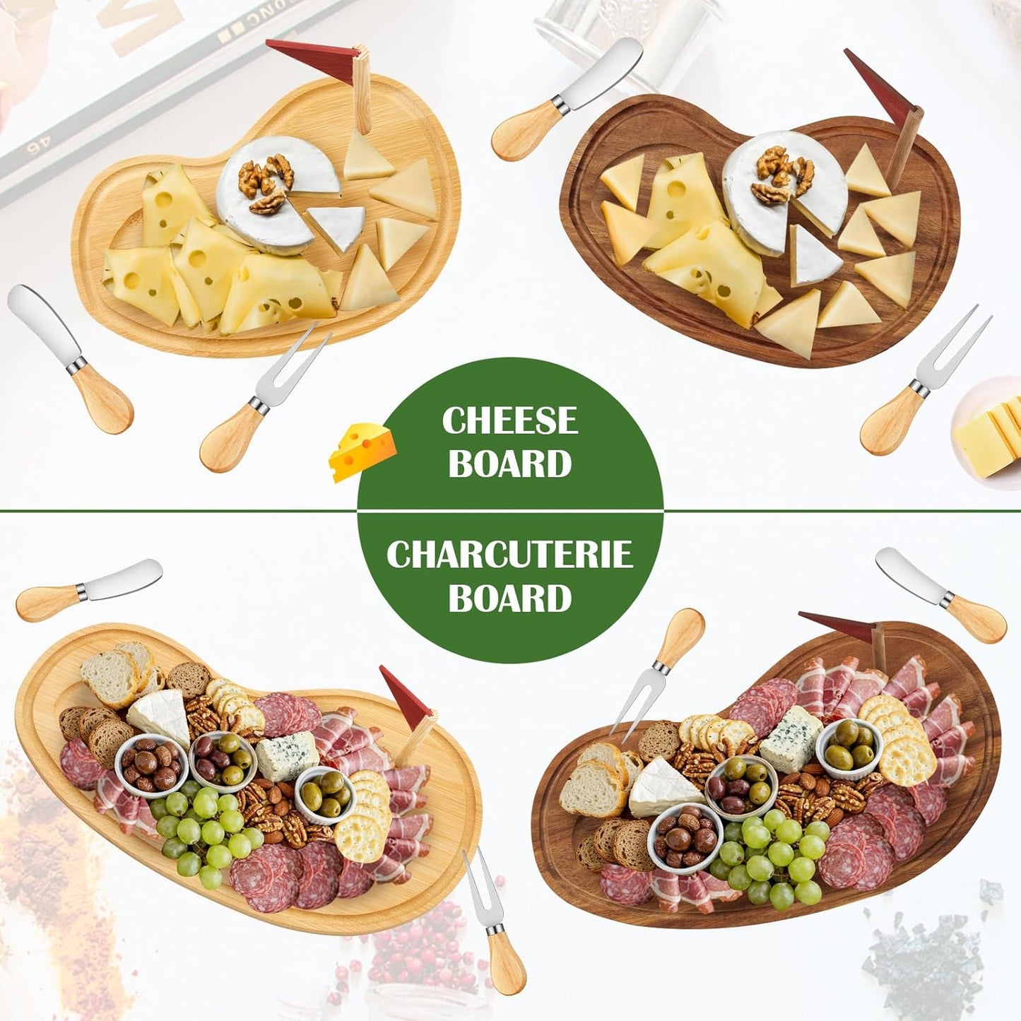 Golf Cheese Board Gift Set Party Favor Prizes Charcuterie Wood Board with Knives and Box Father Day Gift for Dad Grandpa Party Tournament Game(9.8" x 7.7", Acacia Color)