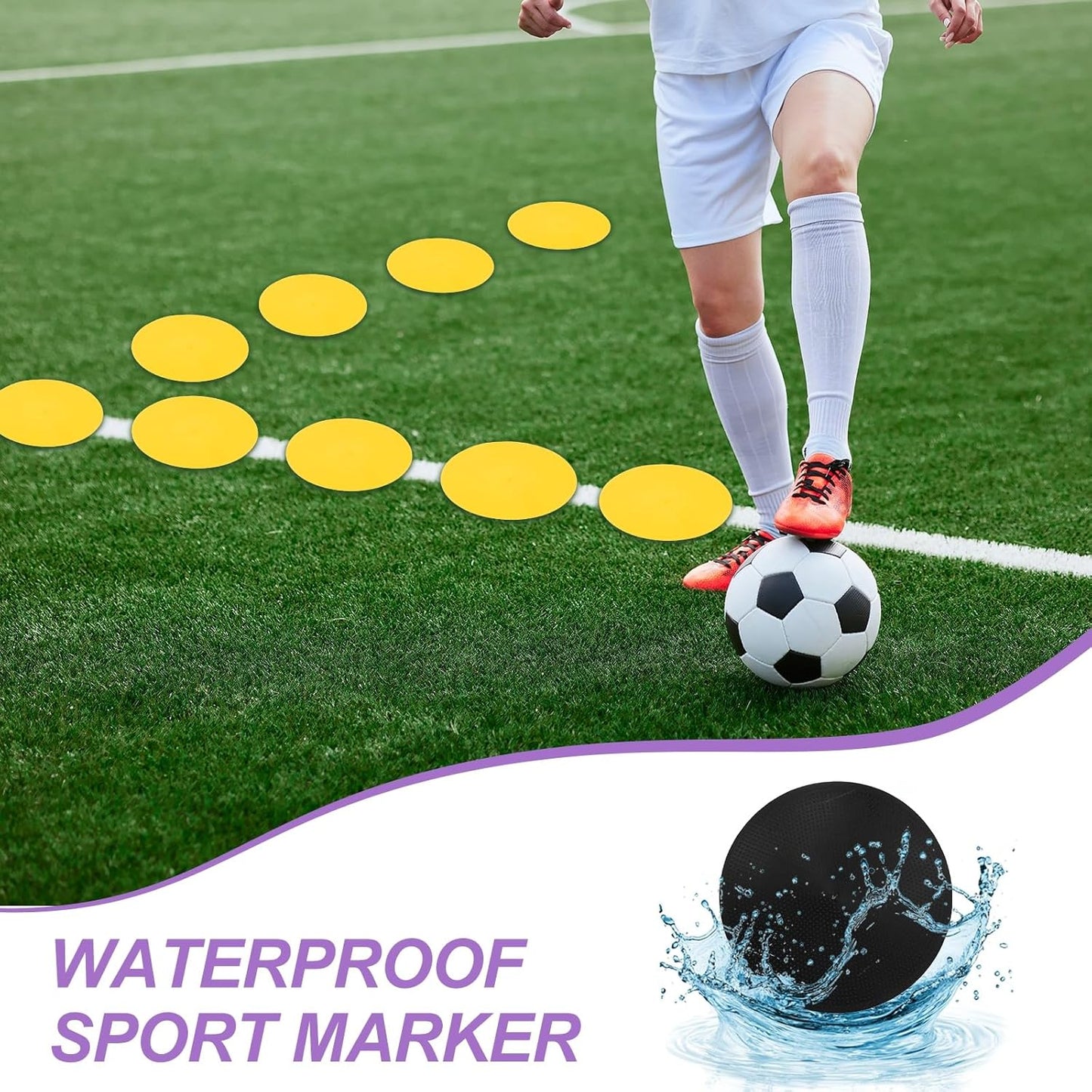 PATIKIL Spot Markers, Non-Slip Floor Dots Agility Markers Flat Field Cone Poly Dot