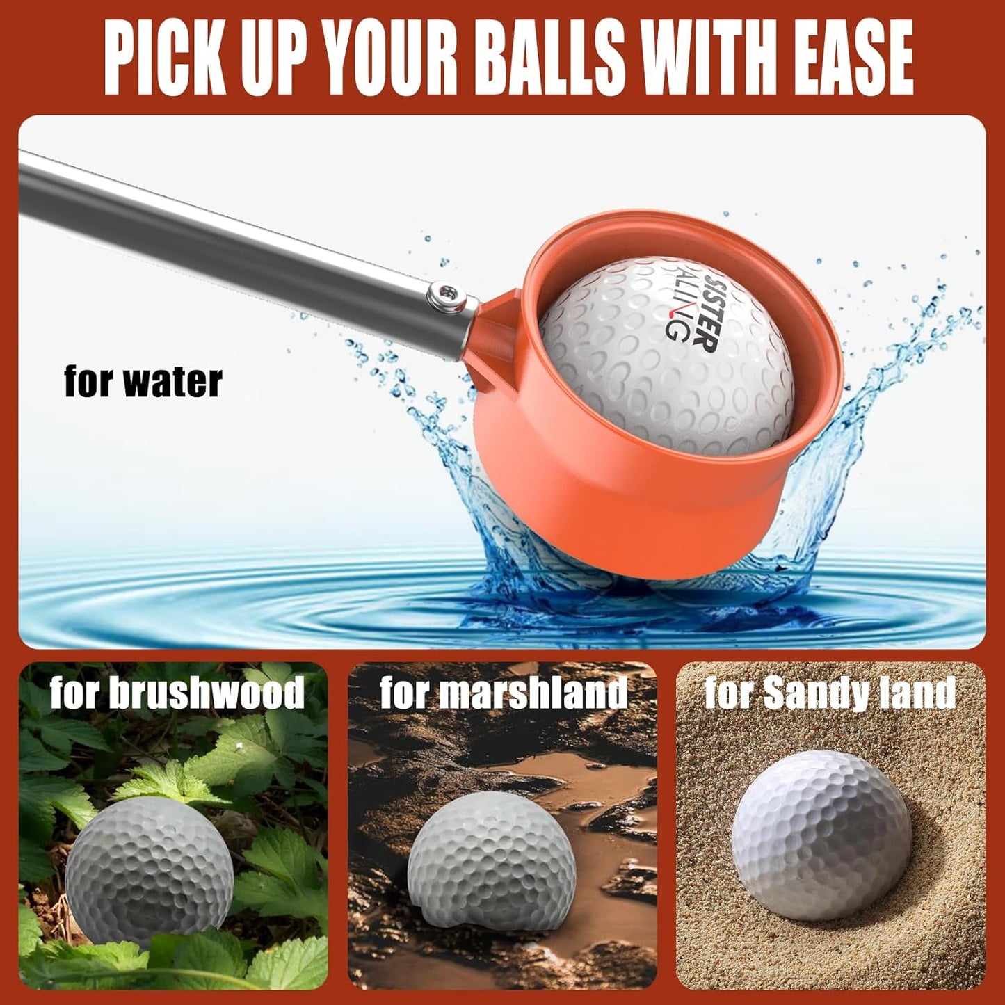 9ft/12ft Water Telescopic Golf Ball Retriever，Classic and Durable Stainless Steel Picker Upper, The Best Accessory Gift for Men and Women Golfers.