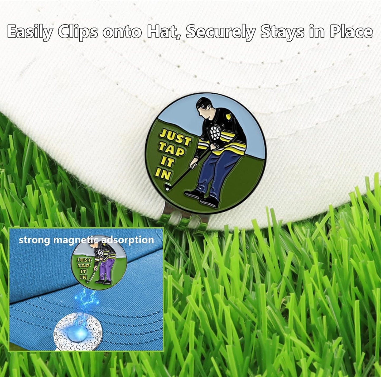 Golf Ball Marker with Magnetic Hat Clip, 3 Pack Happy-Gilmore Golf Ball Markers, Personalized Golf Accessories for Hats, Gloves, Bags, Perfect for Golf Rounds, Practice, Gifts for Golf Fans