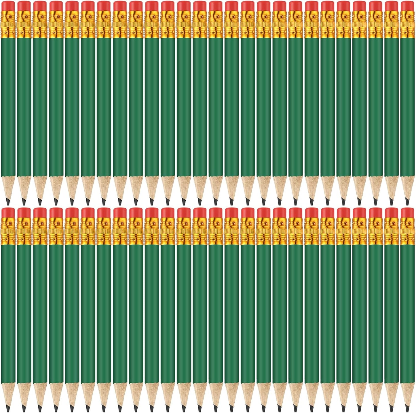 50 Pcs 4 Inch Mini Golf Pencils with Erasers Bulk Pack of Wooden Pencils for Parties Weddings School and Offices (Green)