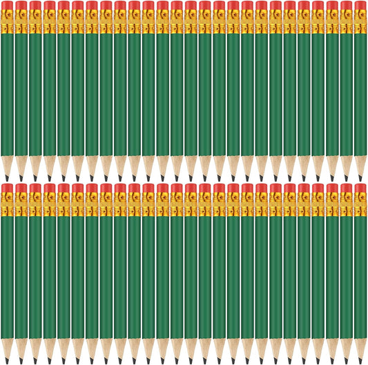 50 Pcs 4 Inch Mini Golf Pencils with Erasers Bulk Pack of Wooden Pencils for Parties Weddings School and Offices (Green)