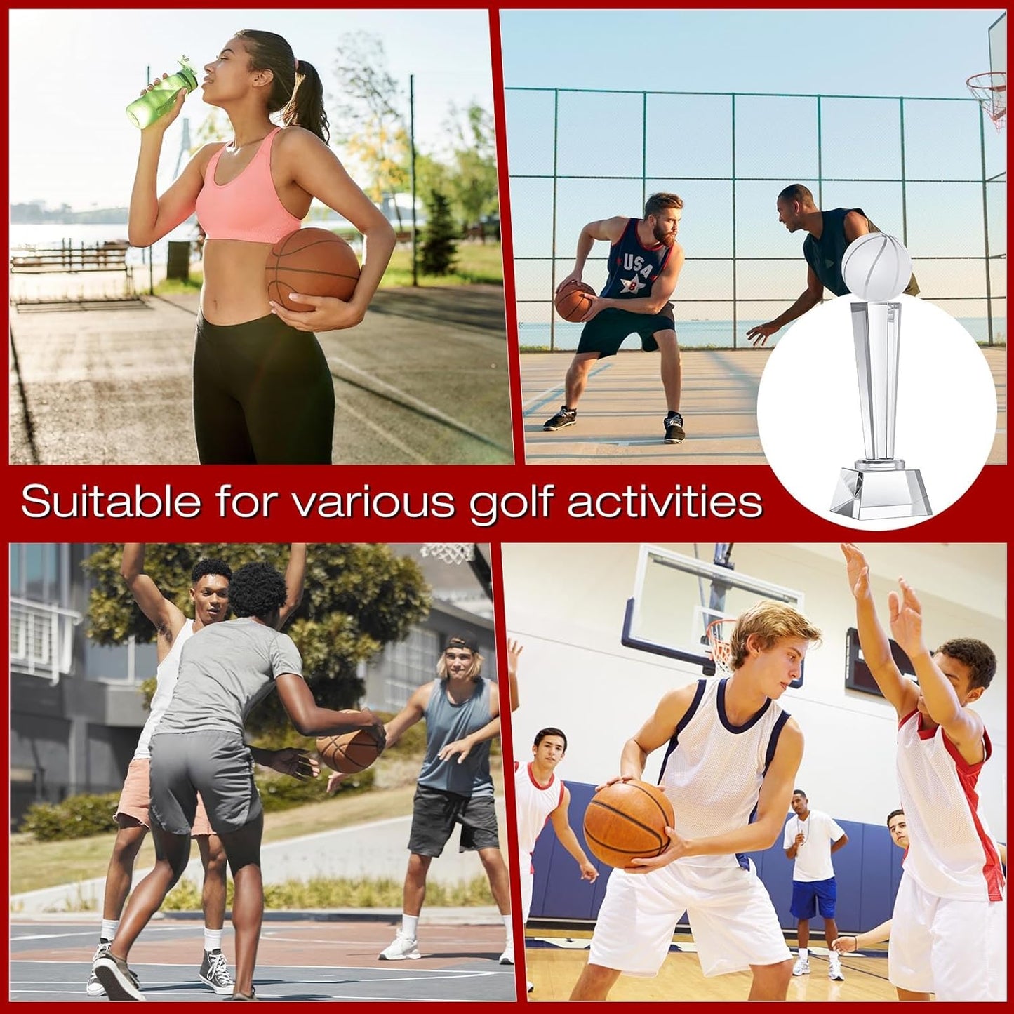 Meooeck 4 Pcs Crystal Glass Trophy with Gift Box 9.1 x 2.8 Inch Champion Award Austerity Paperweight for Desktop Large Table Decor for Tournaments Sports Competitions Parties Adults