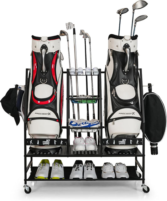 Mythinglogic Golf Bag Storage Organizer, Extra Large Golf Storage Stand for Golf Bag Accessories, Golf Storage Rack for Garage, Golf Club, Home