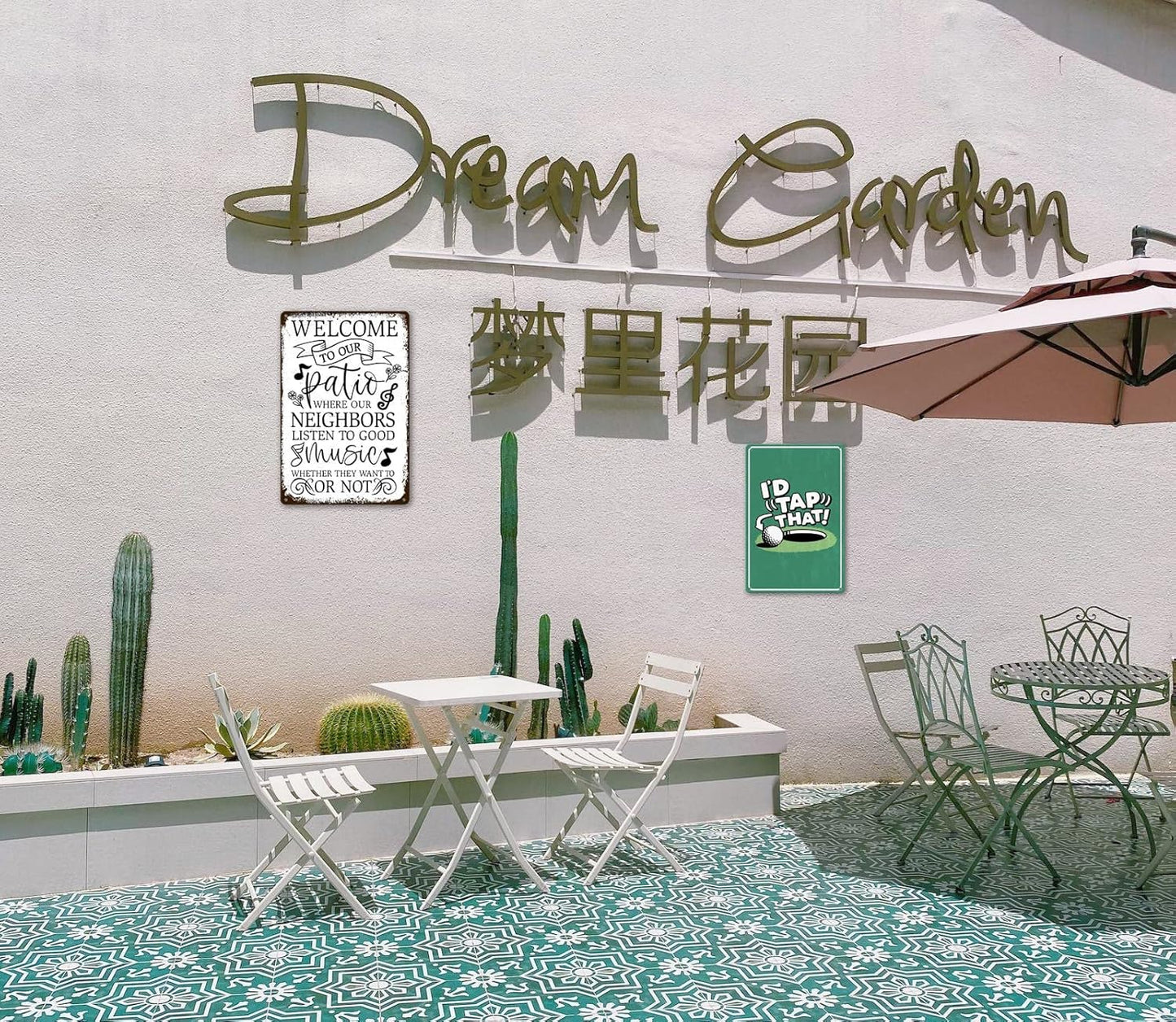 Welcome To Our Patio Sign Outdoor Metal Tin Signs Music Decor Farm Personalized Garden Signs Our Backyard Bar Metal Tin Signs Porch Signs For Garden Where The Neighbors Listen To Good Music Grilling