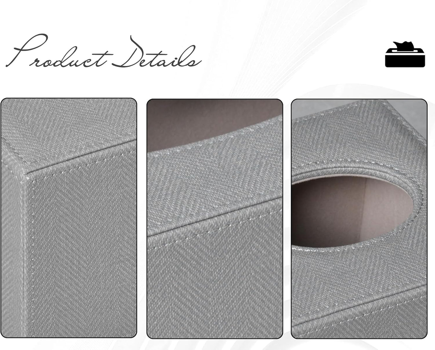 Tissue Box Cover Square Tissue Box Holder for Bathroom (Grey)