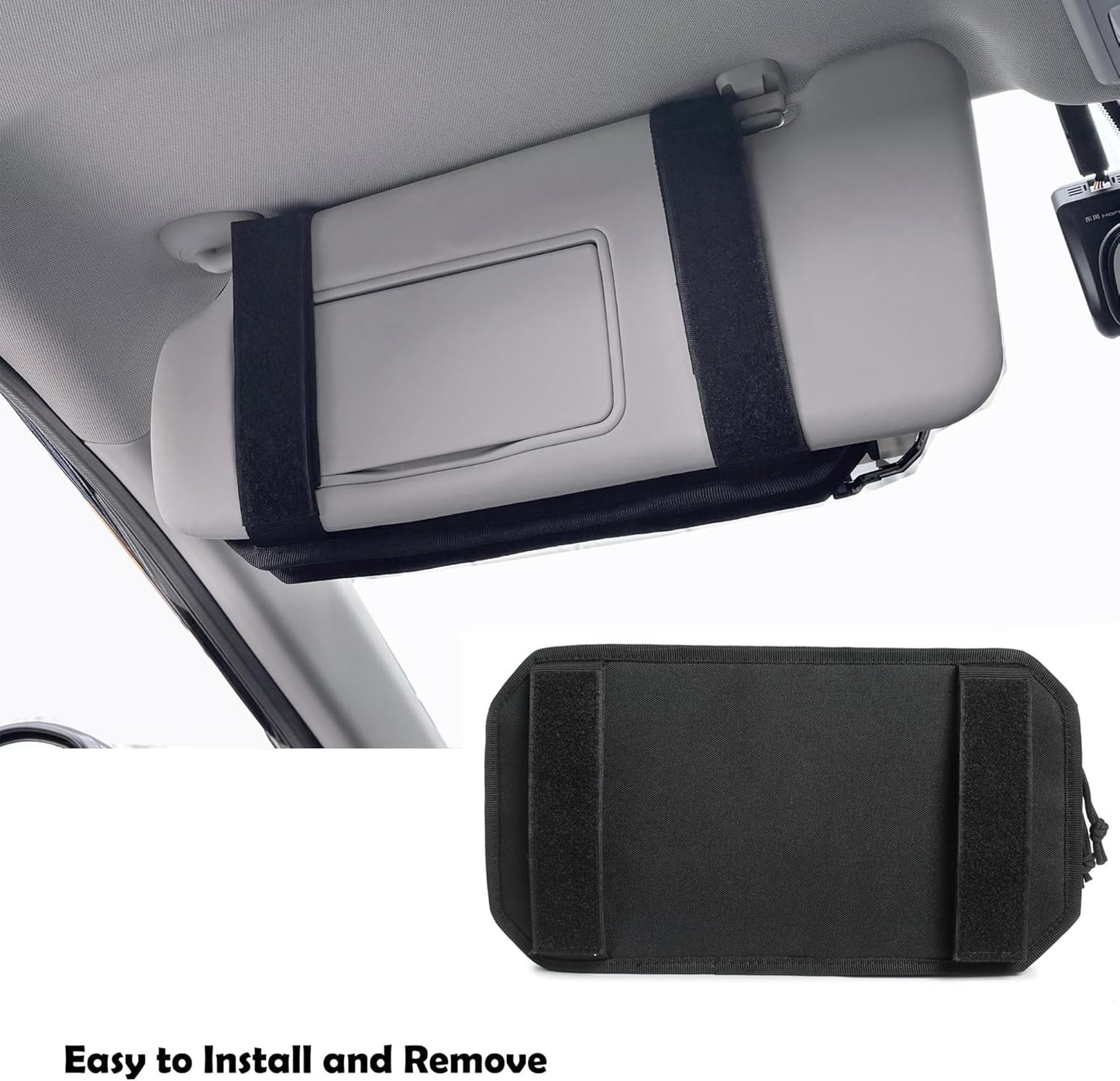 1000D Molle Car Sun Visor Organizer with Glasses Clip - Multi-Pocket Tactical Car Sunshade Storage Pouch Holder Molle Panel for Cars, SUVs & Trucks