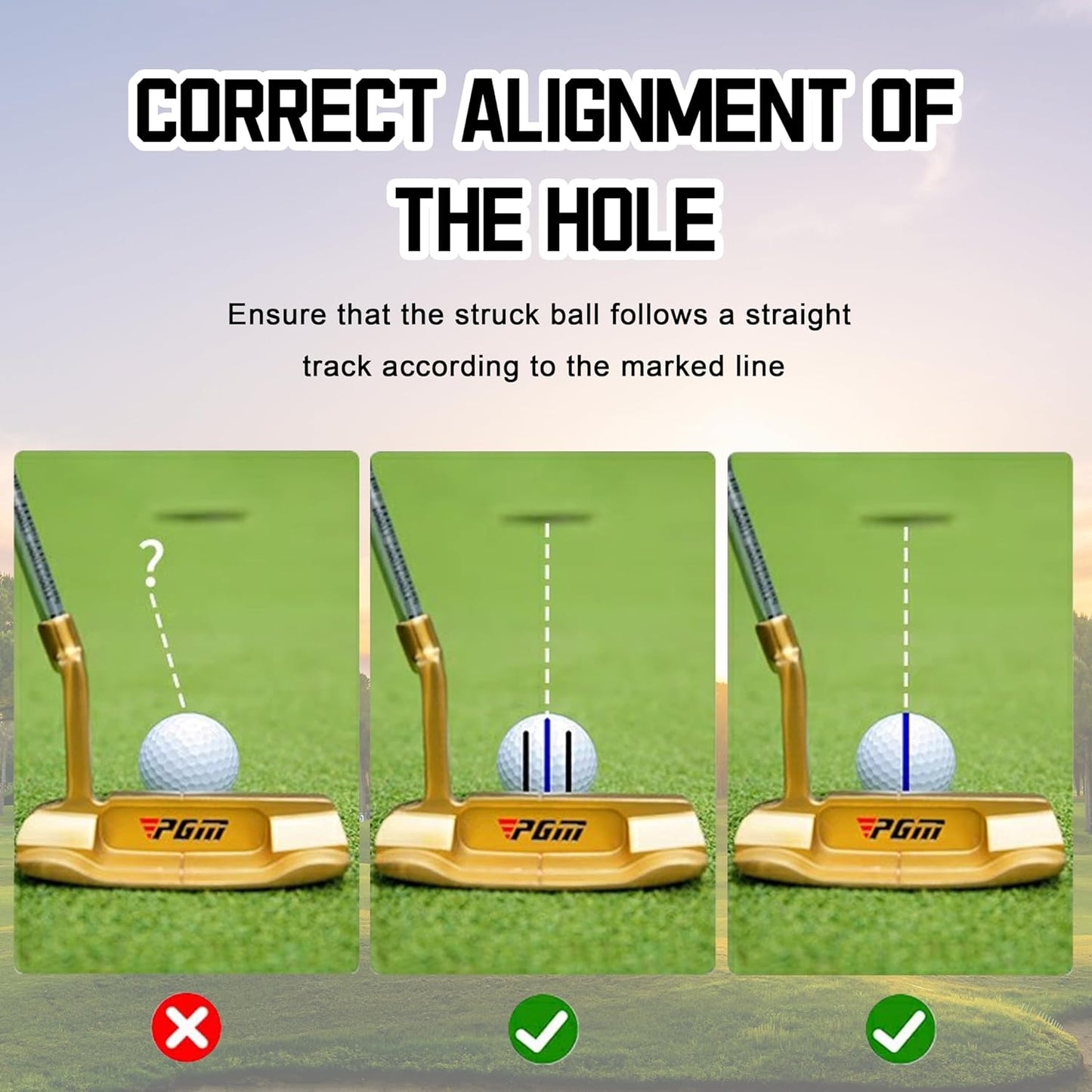 PGM Golf Ball Marker Liner Drawing Marker, Golf Ball Marker, Golf Ball Marker Stencil and 2 Color Golf Ball Markers, Golf Ball Line Marker Tool, Golf Ball Alignment Marking Tool for Golfer