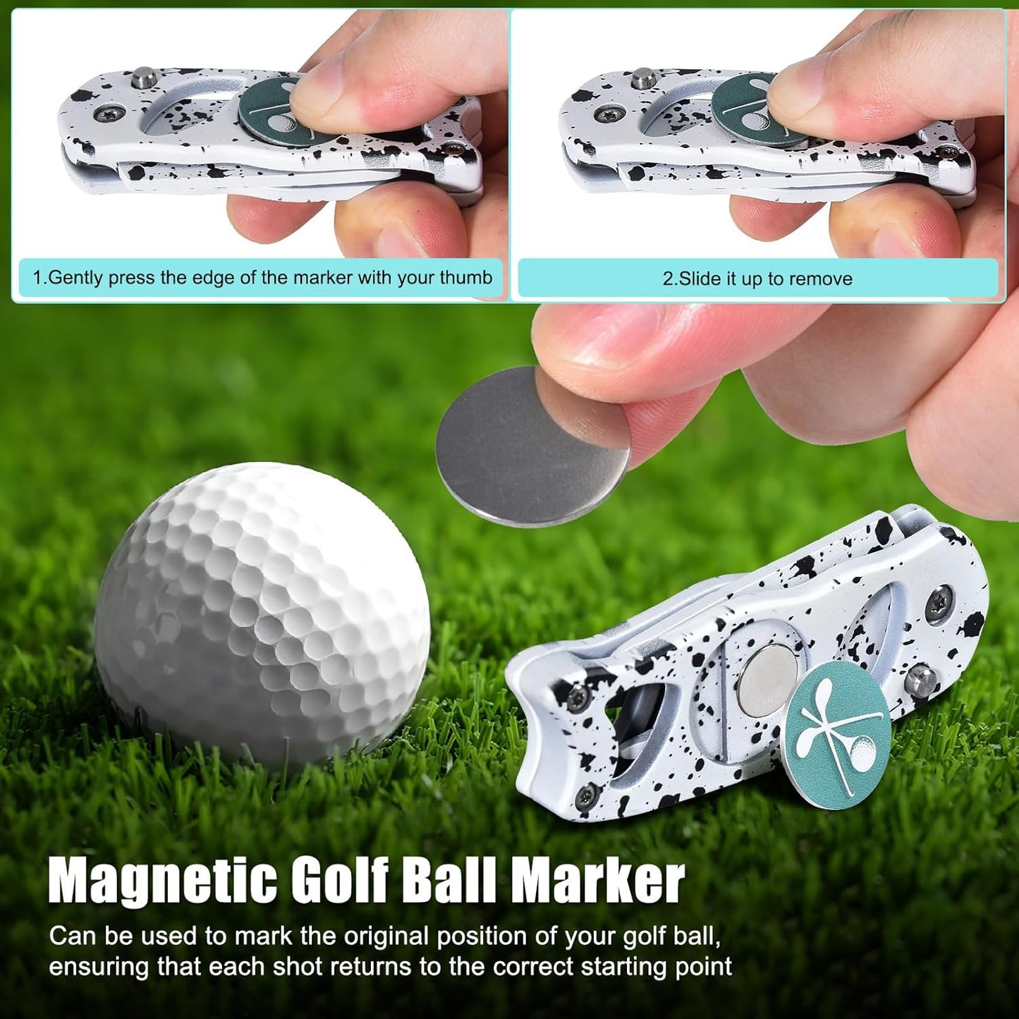 Golf Divot Repair Tool, 3 in 1 Compact Ball Marker Divot Tool, Foldable Golf Divot Tool for Repair & Maintain Green, Golf Essential, Ideal Gift for Golf Enthusiasts