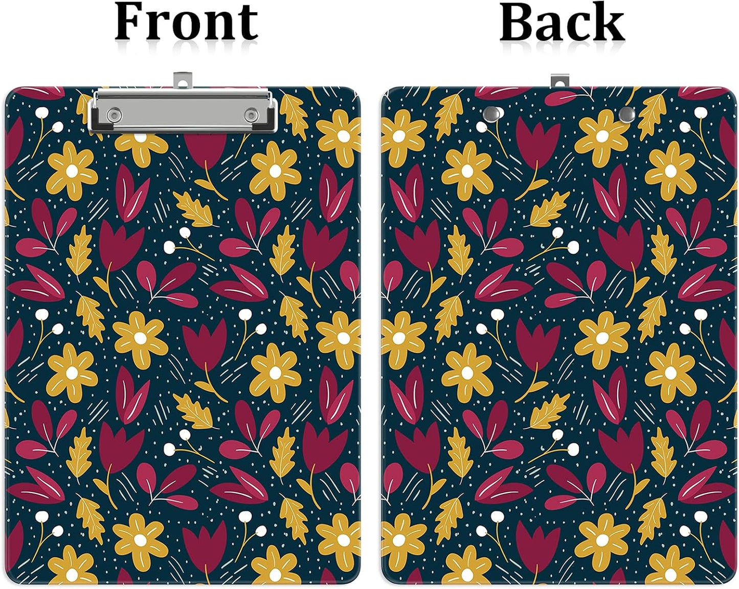 Plastic A4 Clipboards, Cute Clip Board Stardard Letter Size 9 x 12.5 in, Office Decorative for Students Women Men and Kids, Wildflowers