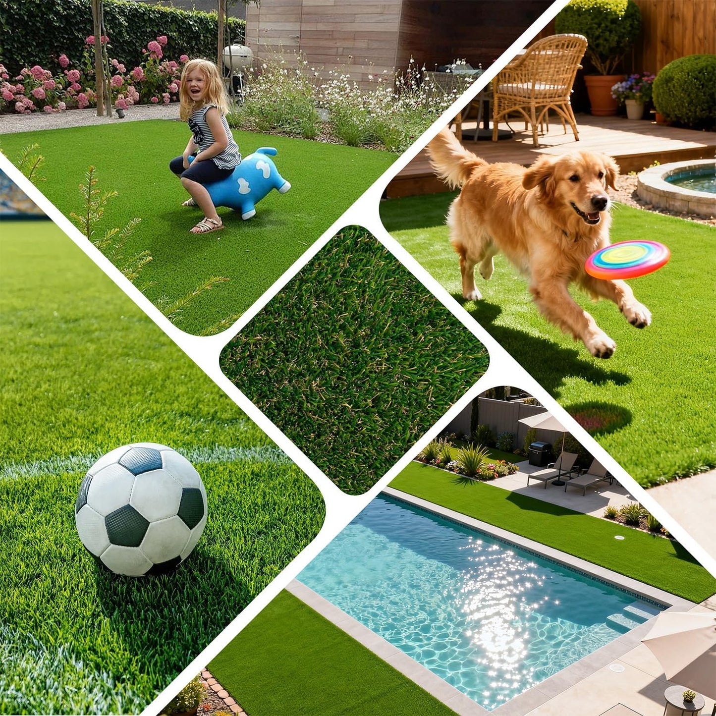 Artificial Grass Rug Outdoor Indoor,1.5 in Thick,Fake Grass Carpet Synthetic Turf Rug Realistic Turf Rug for Garden,Balcony,Patio with Drainage Holes (4FTX6FT)