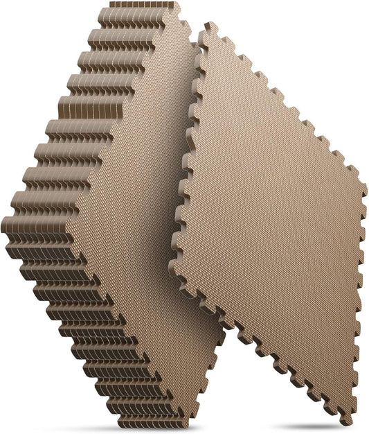 Home Gym Mat, Puzzle Exercise Mat, EVA Interlocking Foam Floor Tiles for Home Workout Equipment and Kids' Play Areas - Blue, 24 in x 24 in x ½ in - (Brown, 12 Pack (48 SQ FT))
