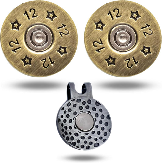 Full Metal Markers 12 Gauge Magnetic Metal Golf Ball Marker with Hat Clip for Men and Women - Unique Marker for Putting Green - Golf Accessories