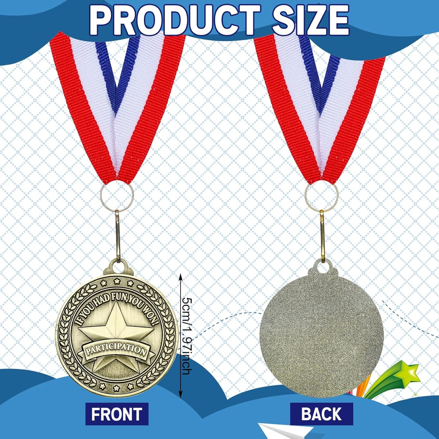 Remuuly 30 Pcs Gold Medals Bulk 2'' Basketball Soccer Baseball Volleyball Football Lacrosse Kickball Cheer Bowling Trophy Medals for Awards for Sports Participation Winner Gift