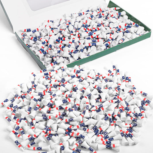 FINGER TEN Bamboo Golf Tees Wood 1 1/2 2 3/4 3 1/4 Inch Wooden Short Long Tee Color Bulk 250/500/1000/2000 Count for Men Women Kids in Red Pink USA Flag