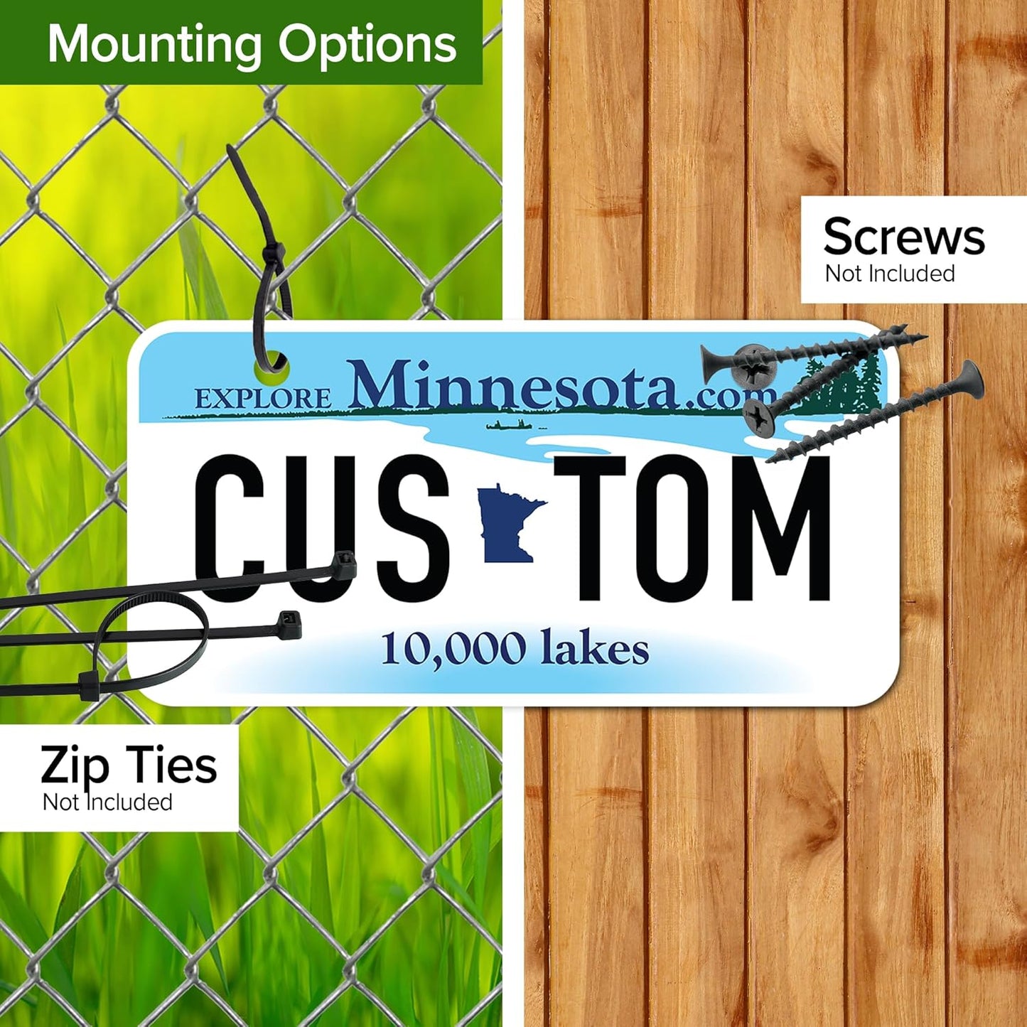 Mini License Plates, Personalized License Plates, Custom for Car, Bikes, ATV, Kids Car, Golf Cart, Jeep, 2x4 Inch, Rust-Free Fade Resistant Aluminum, USA Made by My Sign Center (Minnesota)