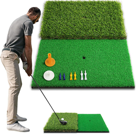 Wind Shear Golf Hitting Mat,Dual-Turf and Tri-Turf Portable & Foldable Golf Mat,Artificial Turf Golf Training Aids for Hitting,Swing & Putting-Ideal Golf Practice Mat for Indoor/Outdoor Use