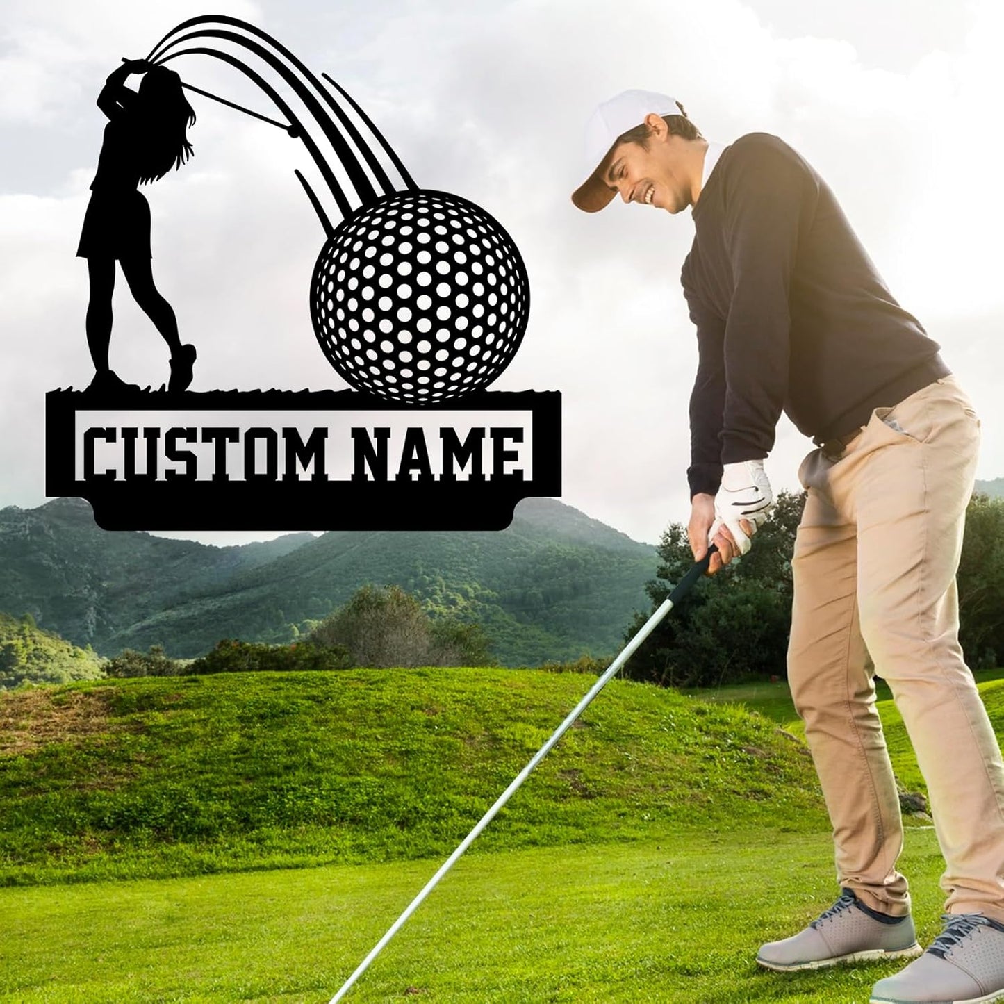 Personalized Golf Metal Wall Art, Vintage Golf Wall Decor, Custom Signs Outdoor Metal, Sports Theme Home Decor for Living Room Office Bar, Personalized Golf Gifts for Women Mom Wife Girl Color03