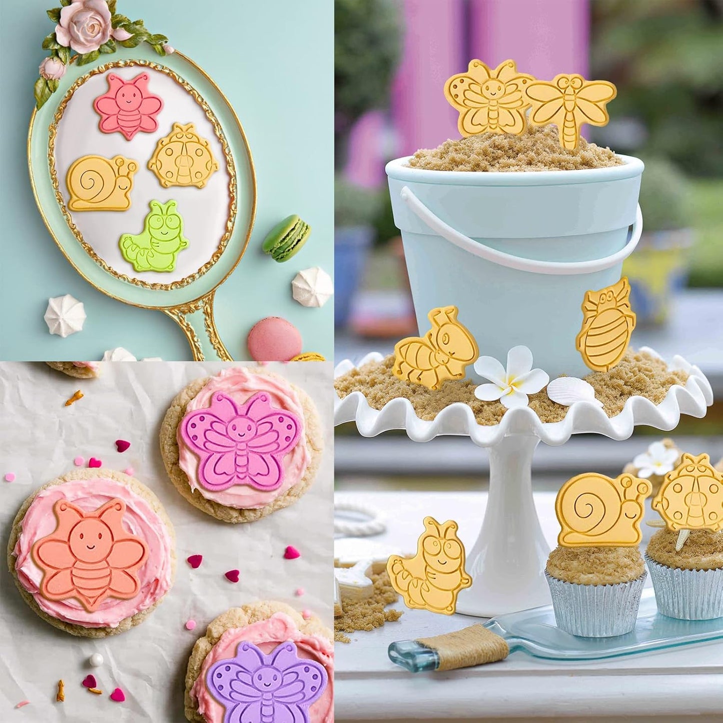 Insect Cookie Cutters Set, 8 Pcs Cookie Cutter with Plunger Stamps, Cute Cookie Cutters for DIY Biscuit Snacks Cheese Baking