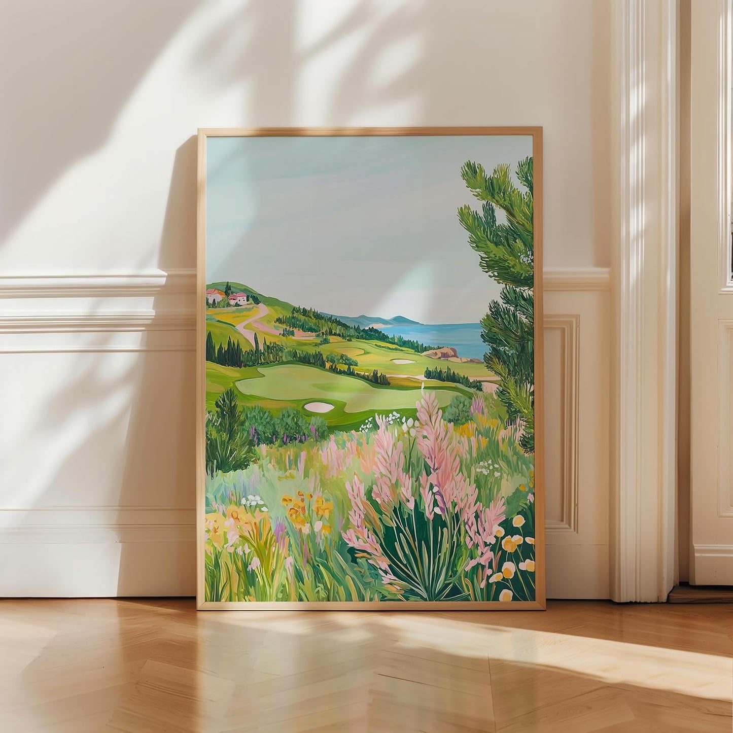 Golf Course Floral Pastel Art Print Posters - Premium Giclee Fine Art Prints - Golf Course Home Decor Posters, Golfer Art Prints for Home and Office Decor - Vintage Aesthetic, Ready to Frame