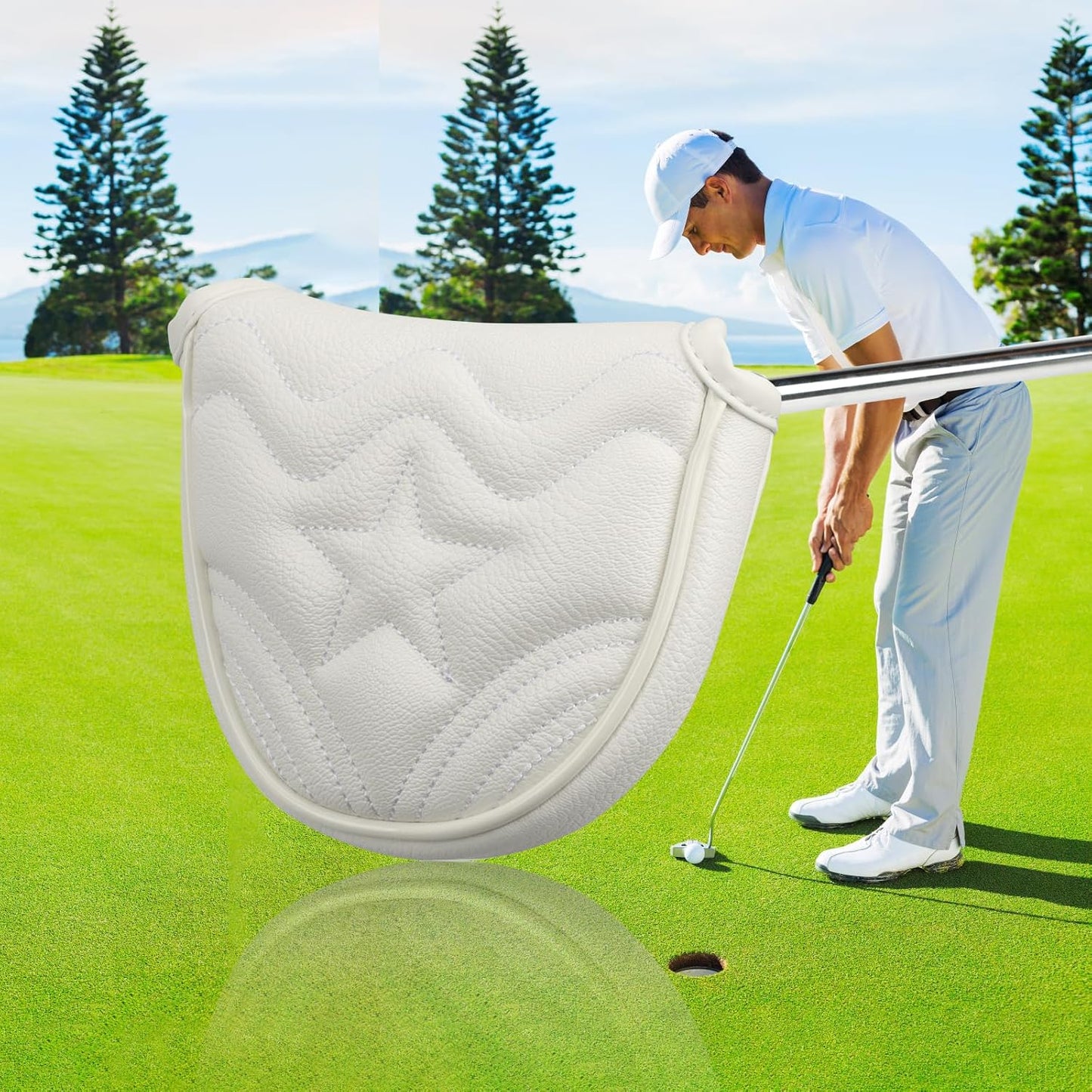 4pcs or 1pc Golf Club Head Covers for Woods, Driver, Fairway, Hybrid – Premium PU Leather with Interchangeable Tags & Magnetic Blade and Mallet Putter Covers