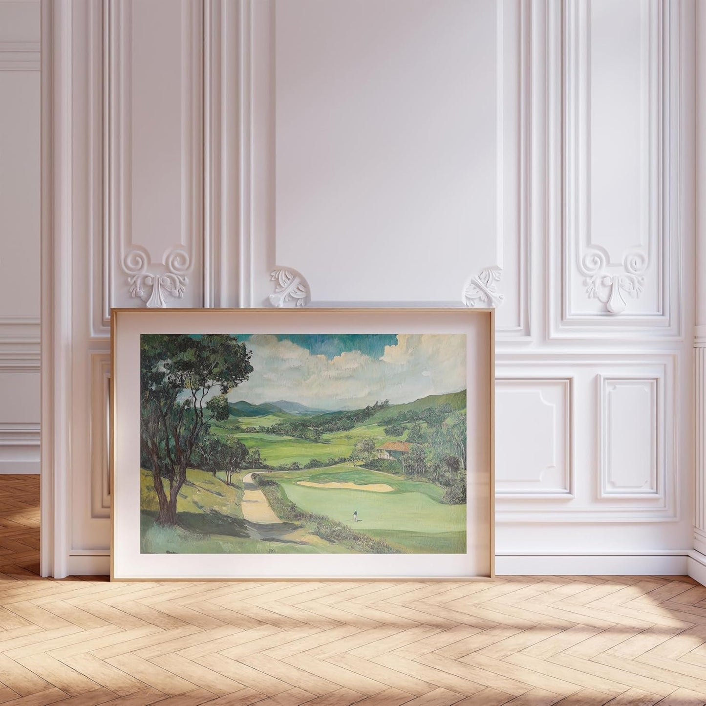 Vintage Golf Course Premium Giclee Fine Art Prints - Antique Style Golf Course Painting Posters, Golf Wall Art, Aesthetic Golfing Poster for Home Office Decor, Ready to Frame